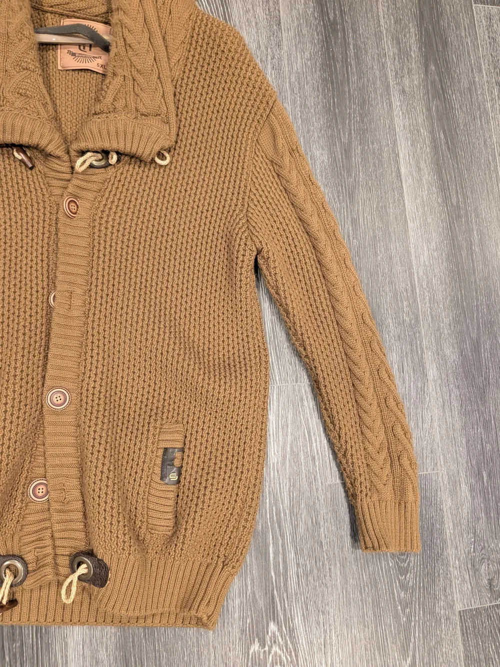 Men's Cable-Knit Shawl Collar Sweater Cardigan - Brown